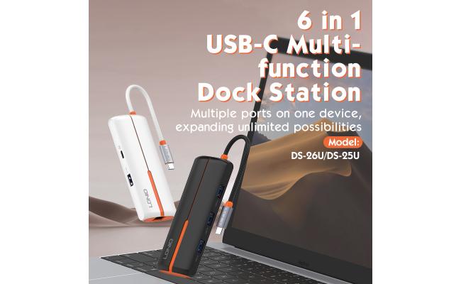 LDNIO DS-26U 6-in-1 PD Power Charging Multifunction Type c to USB Hub for macbook Usb Hubs - White